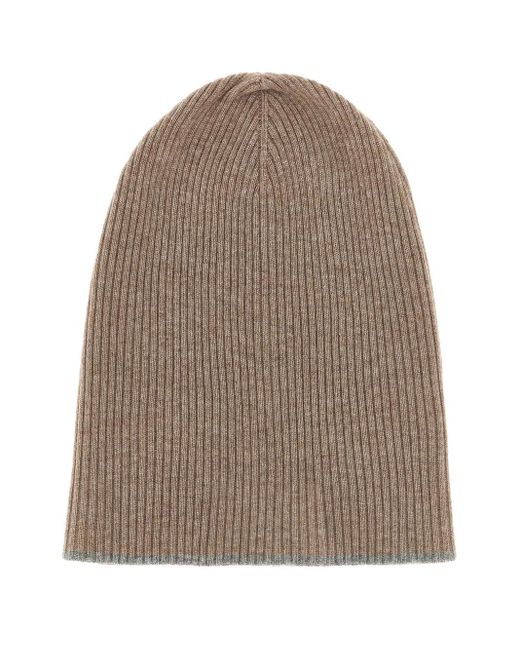 メンズ Brunello Cucinelli リブニット カシミアビーニー Brown
