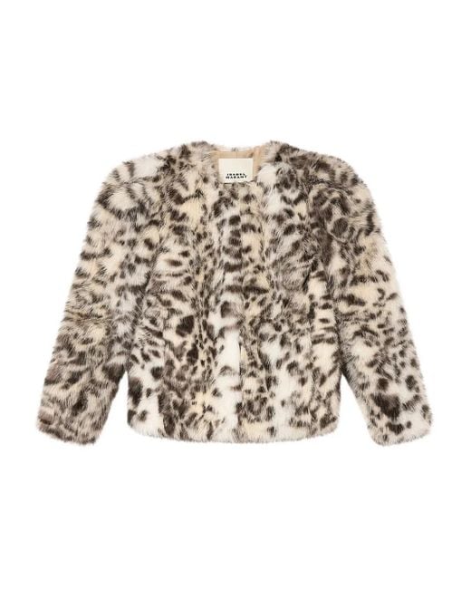 Isabel Marant White Bahria Animal-Pattern Jacket