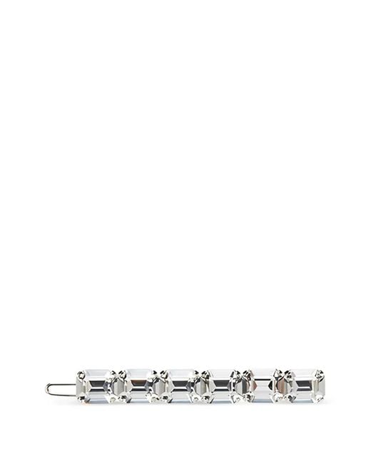 Maison Michel White Crystal-Embellishment Hair Clip
