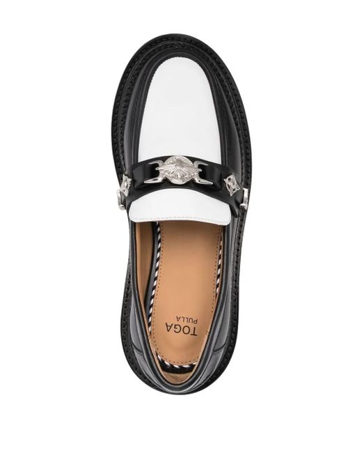 Toga Black Buckle-Detail Leather Loafers