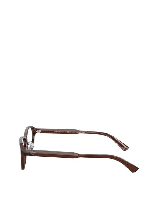 Emporio Armani Brown Rectangle Frames Glasses for men