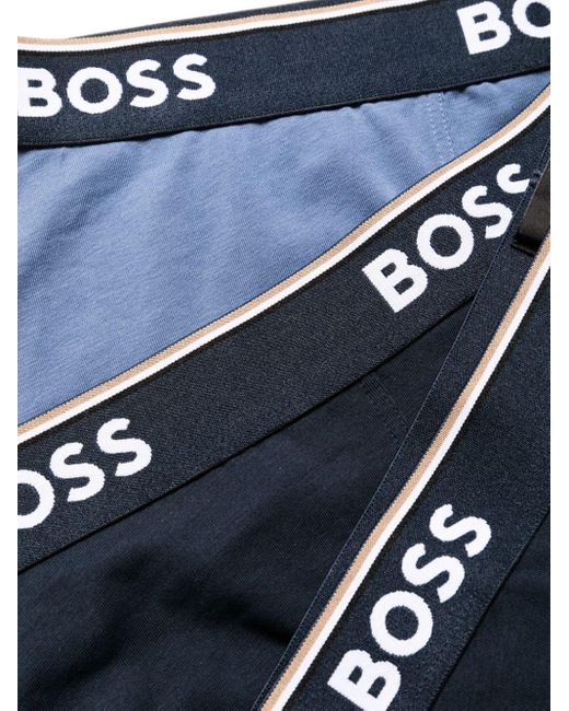 Boss Streifen-Boxershorts mit Logo-Bund (3er-Pack) in Blue für Herren
