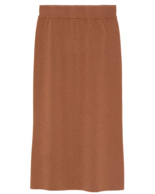 Daniele Fiesoli Brown Merino-Blend Midi Skirt