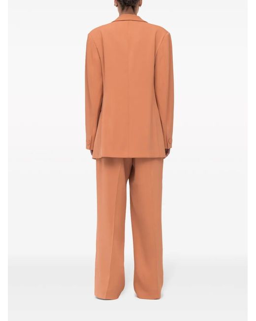 Another Tomorrow Orange Double-Breasted Peak-Lapel Blazer
