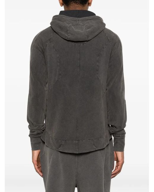 Thom Krom Black Panelled Zip-Up Hoodie for men