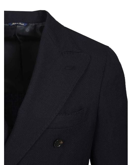 Al Duca D'aosta Blue Double-Breasted Blazer for men