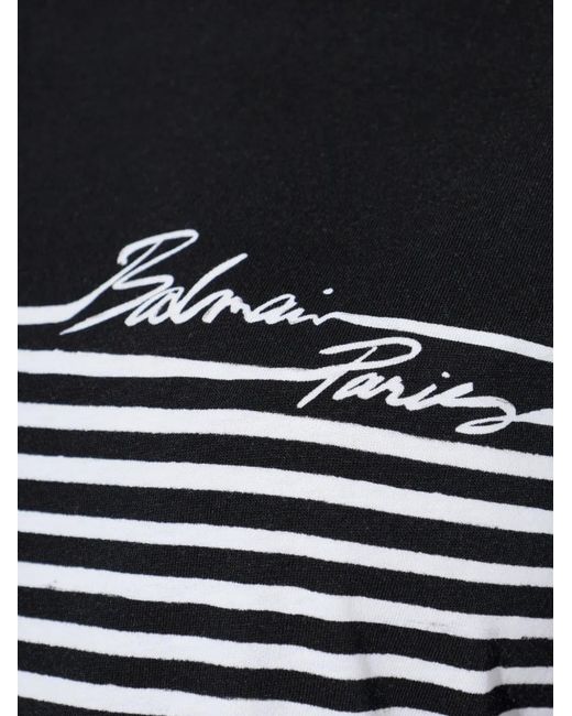 Balmain Black Striped Long-Sleeved Top