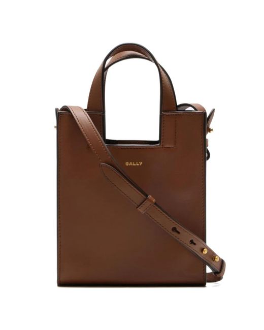 Bally Small Easy Leather Tote Bag in Brown | Lyst