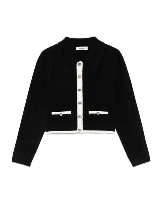 Sandro Black Pocket Long-Sleeve Cardigan