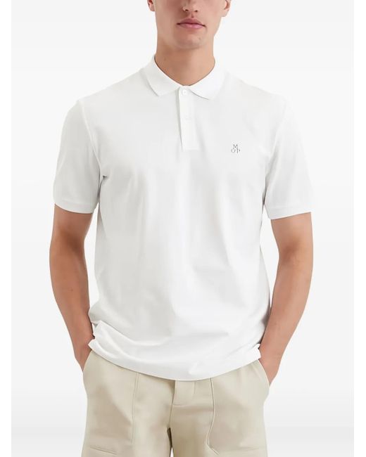 Marc O' Polo White Logo-Embroidered Polo Shirt for men