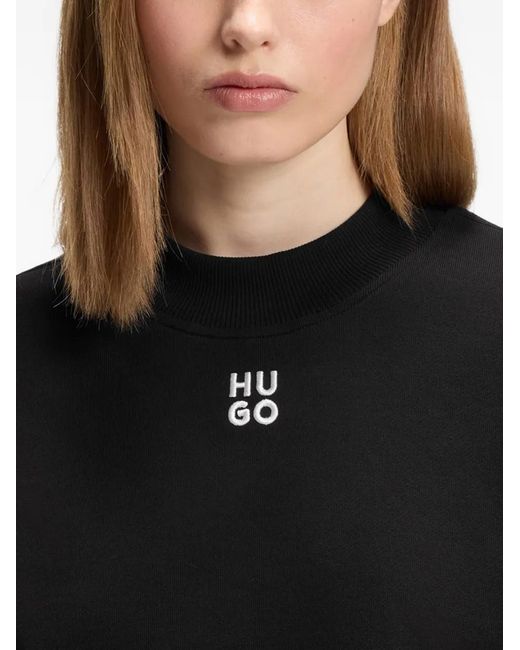 HUGO Black Logo-Embroidered Sweatshirt