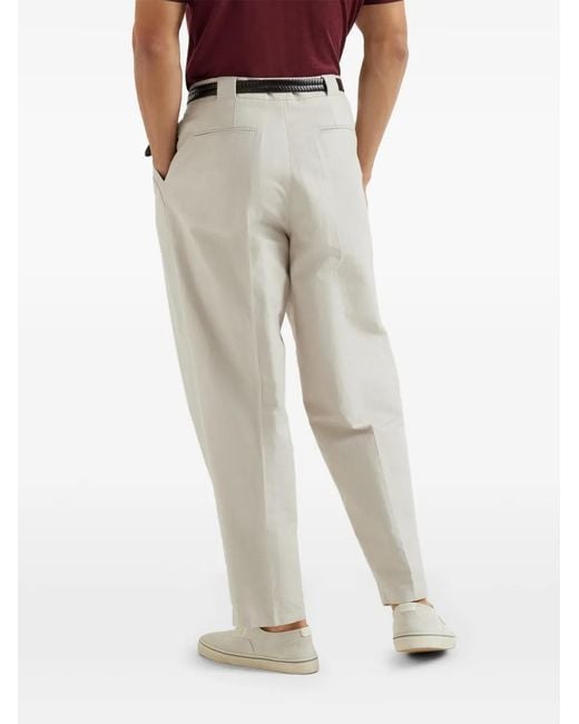 Brunello Cucinelli Natural Pleat Trousers for men
