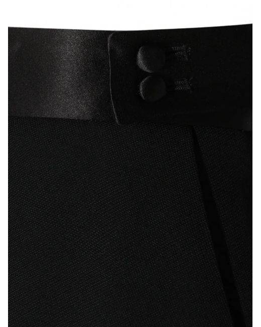 Tom Ford Black Satin-Trim Back-Slit Skirt