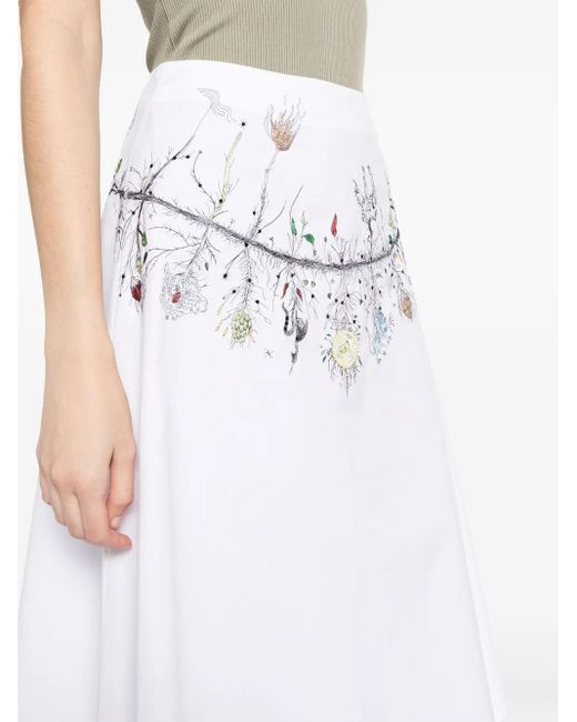 Fabiana Filippi White Bead-Embellished Cotton Skirt