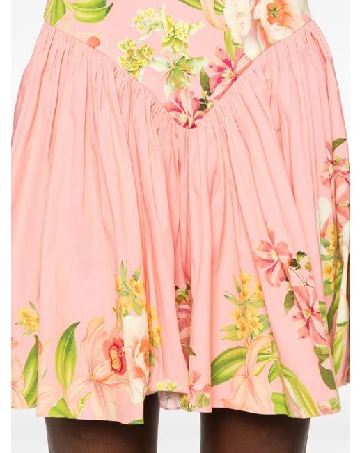 Hemant & Nandita Pink Lena Floral-Print Pleated Mini Dress