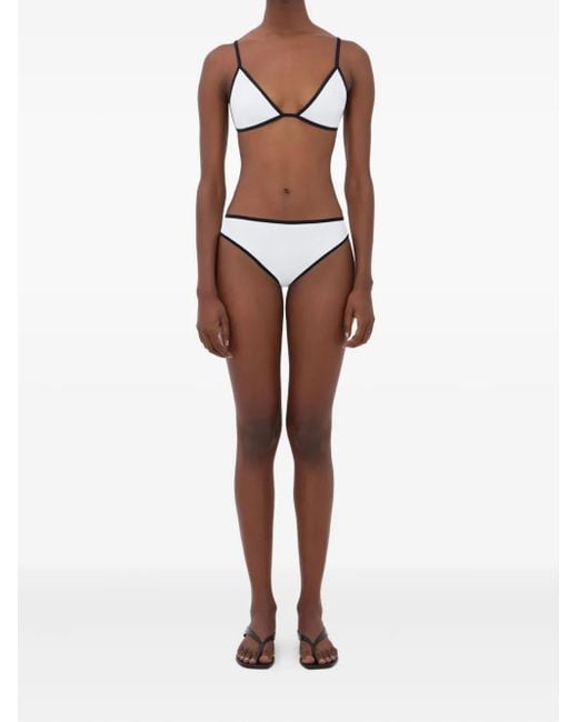 Loulou de Saison Natural Contrast-Trim Bikini Bottom