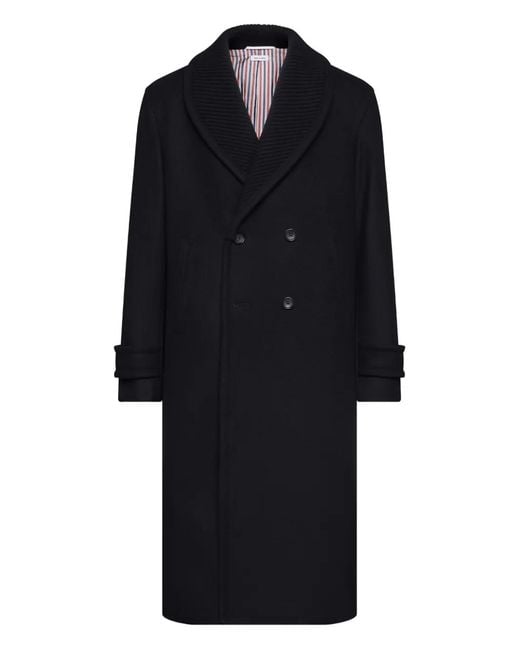 Abrigo Con Cuello Esmoquin Thom Browne de hombre de color Black