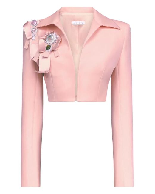 Area Pink Crystal-Embellished Cropped Jacket