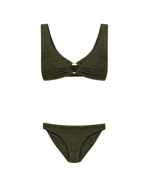 Hunza G Green Julia Crinkle-Effect Bikini