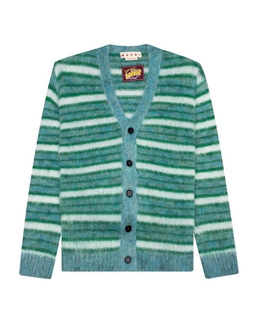 メンズ Marni ストライプ カーディガン Green