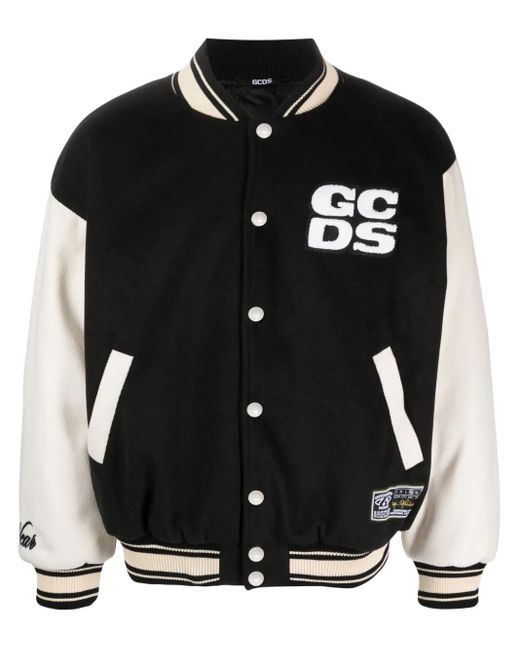 Gcds Black Two-Tone Logo-Patch Bomber Jacket for men