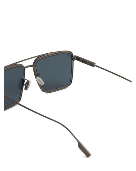メンズ Zegna スクエアフレーム サングラス Blue