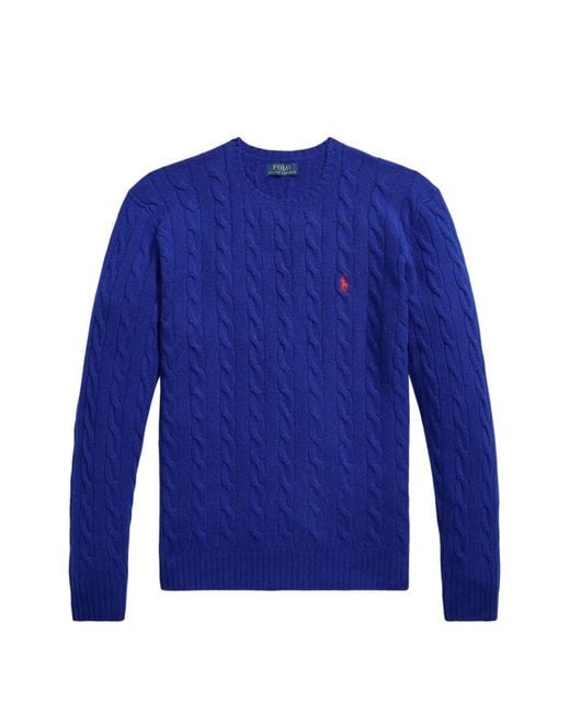 Polo Ralph Lauren Blue Cable-Knit Wool-Cashmere Jumper for men