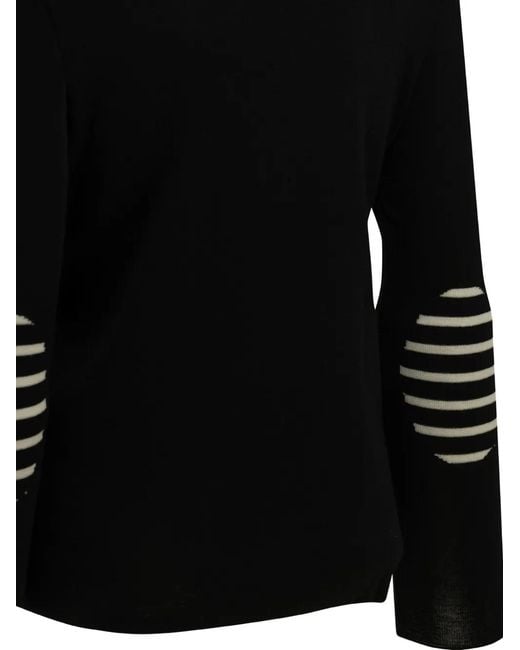 Saint James Black Button-Shoulder Elbow-Patch Sweater