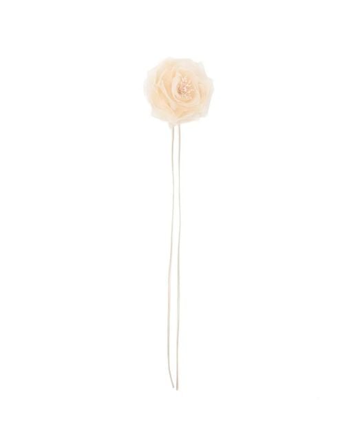 Max Mara White Mxario Flower Brooches