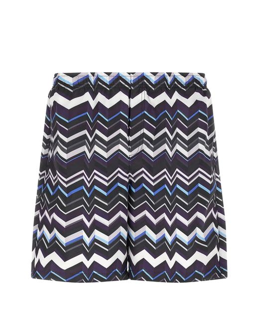 Missoni Blue Zigzag-Pattern Swim Shorts for men
