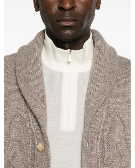 Gran Sasso White Half-Zip Wool Sweater for men