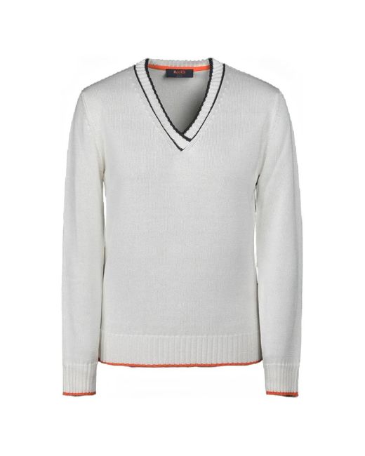 Moorer Gray Pull Rayé À Col V Boulie-Cse