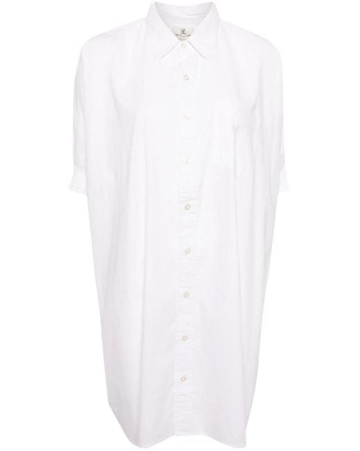 Denimist White Oversized Cuffed Shirt Dress