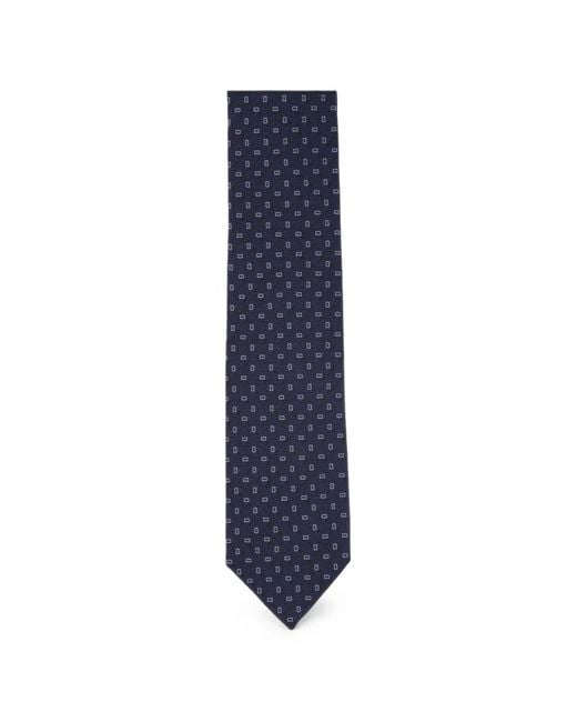 Barba Napoli Blue Geometric-Pattern Tie for men