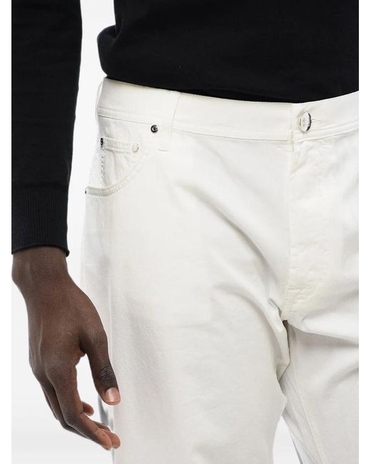 Corneliani White Id Luxury Embroidered Ton-Sur-Ton Jeans for men