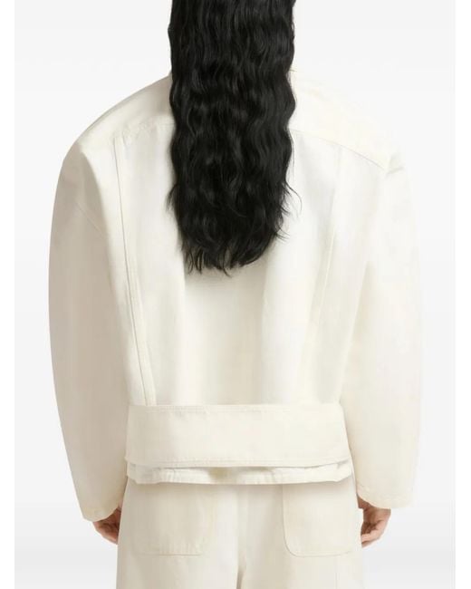 Marni White Denim Jacket With Martingale