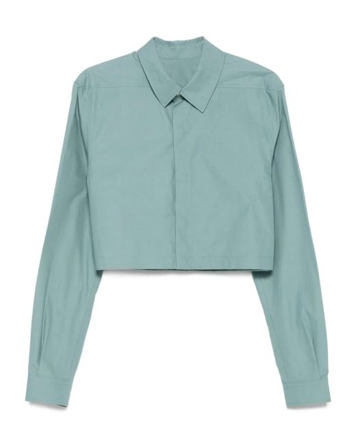 Camicia A Maniche Lunghe Crop di Rick Owens in Blue