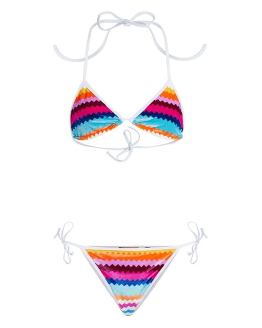 Bikini con diseño triangular Missoni de color White