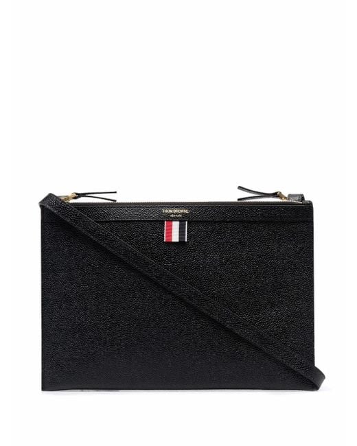 Thom Browne Black Umhängetasche Mit Logo-Print