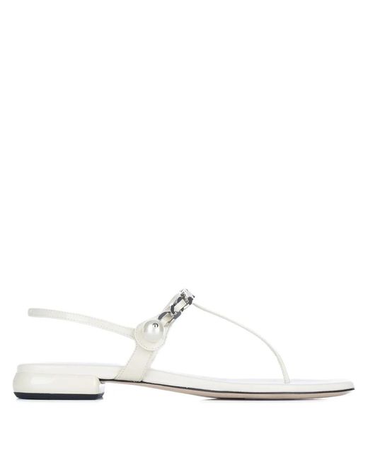 Miu Miu White Chain Link-Detail Sandals