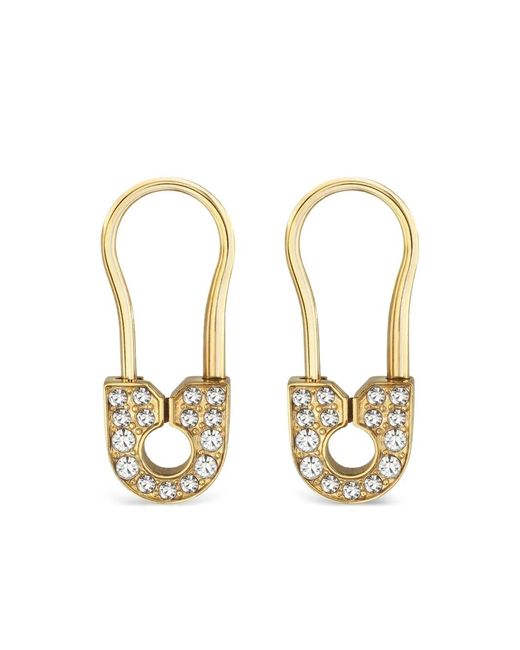 Philipp Plein Metallic Plein Safety Pin Earrings
