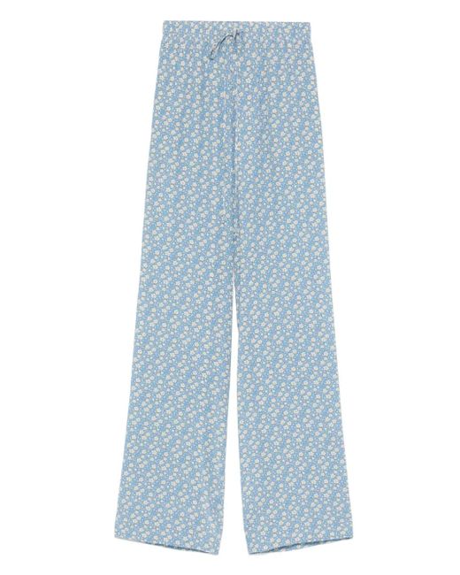 Ermanno Scervino Blue Floral-Print Pyjama Pants