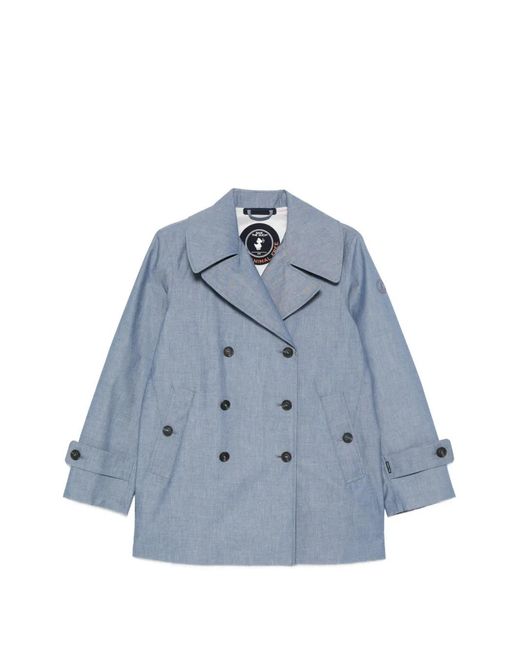 Save The Duck Blue Double-Breasted Coat