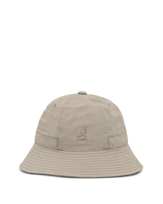 Kangol Gray Logo-Patch Drawstring Bucket Hat for men