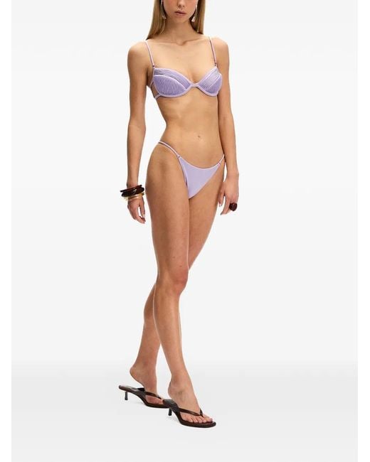 Selia Richwood Purple Amy Pleated Shirred Bikini