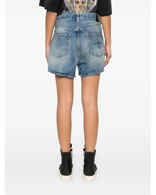 R13 Blue Crossover Short