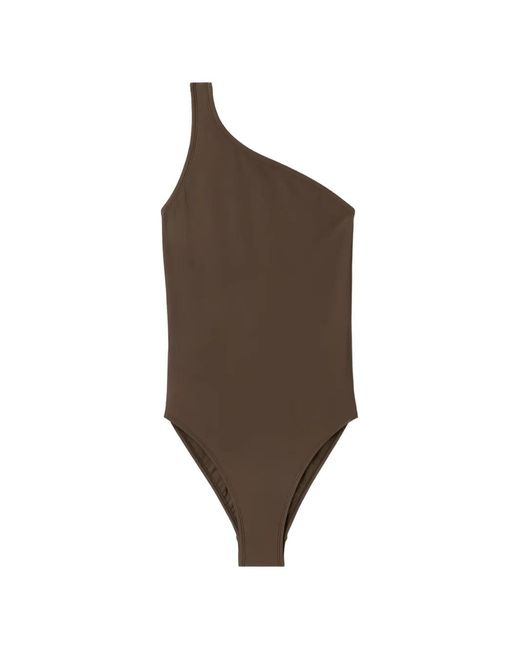 Filippa K Brown Asymmetric One-Shoulder Swimsuit