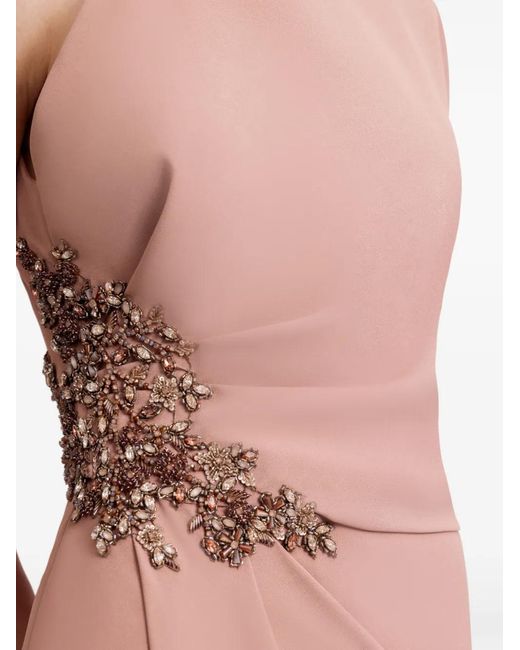 Gemy Maalouf Pink Asymmetrical-Neckline Draped Maxi Dress