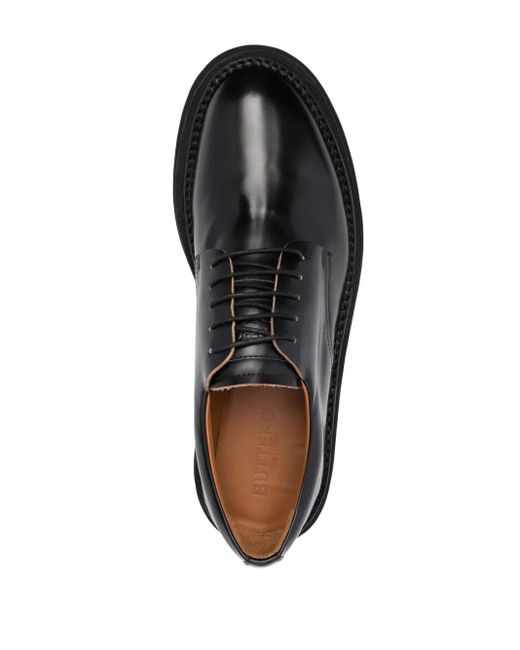 Buttero Black Lace-Up Leather Shoes for men