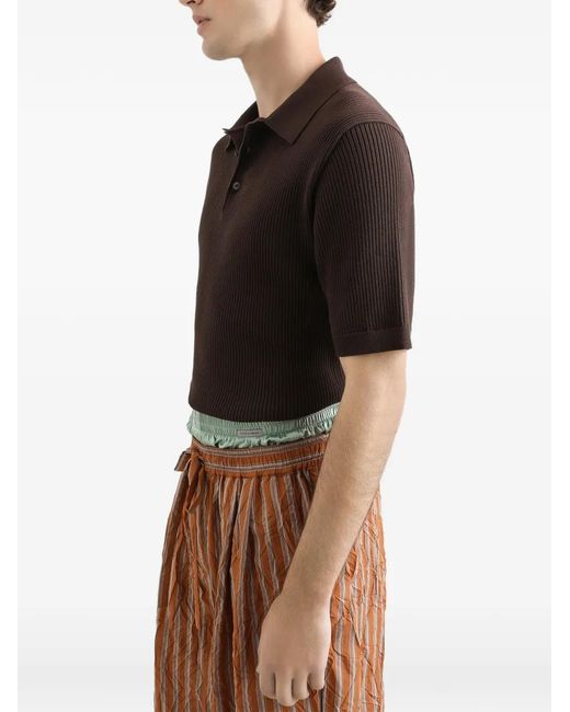 Dolce & Gabbana Brown Ribbed Polo Shirt for men